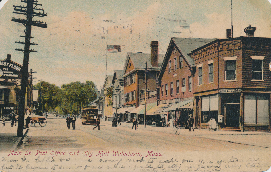 Watertowne Massachusetts Post Office Post Card