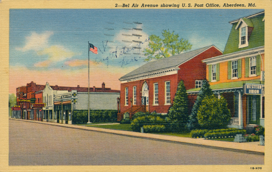 Aberdeen, Maryland Post Office Post Card