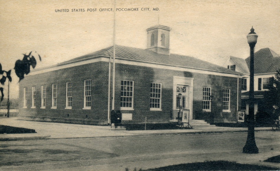 Pocomoke City, Maryland Post Office Post Card