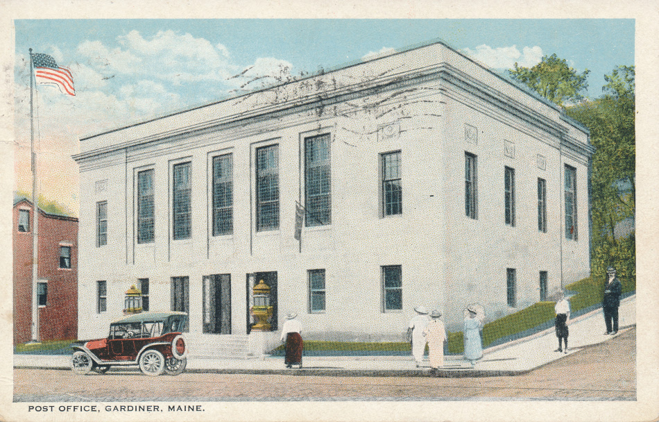 Gardiner, Maine Post Office Post Card