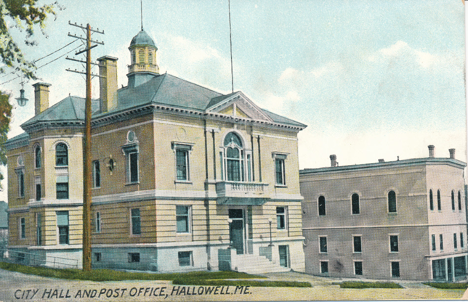 Hallowell, Maine Post Office Post Card