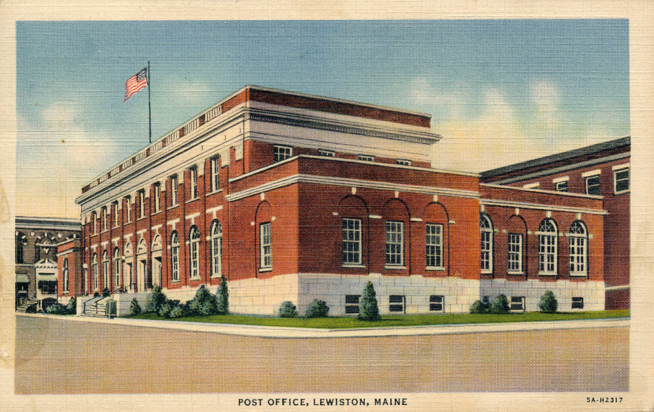 Lewiston, Maine Post Office Post Card