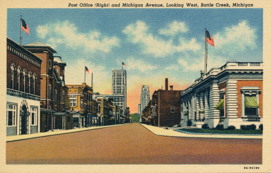 Battle Creek, Michigan Post Office Post Card
