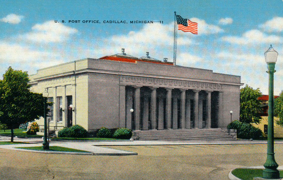 Cadillac, Michigan Post Office Post Card