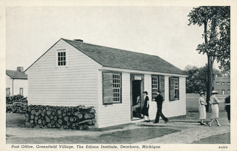 Dearborn-Greenfield Village, Michigan Post Office Post Card