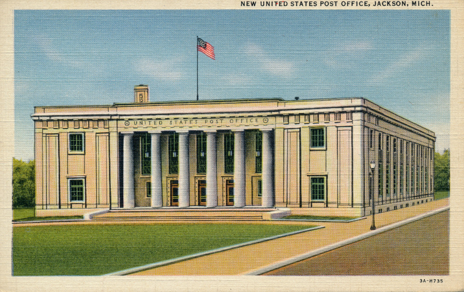 Jackson, Michigan Post Office Post Card