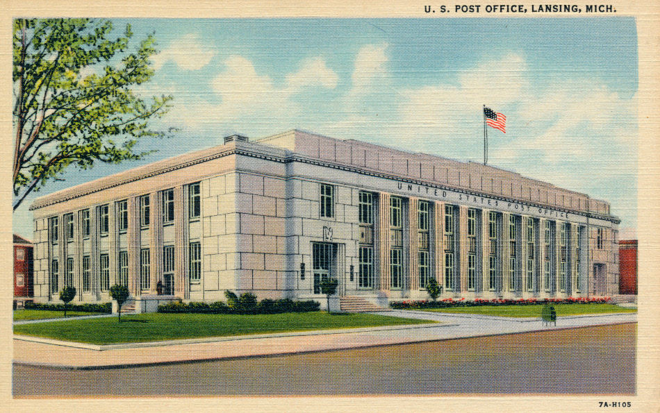 Lansing, Michigan Post Office Post Card