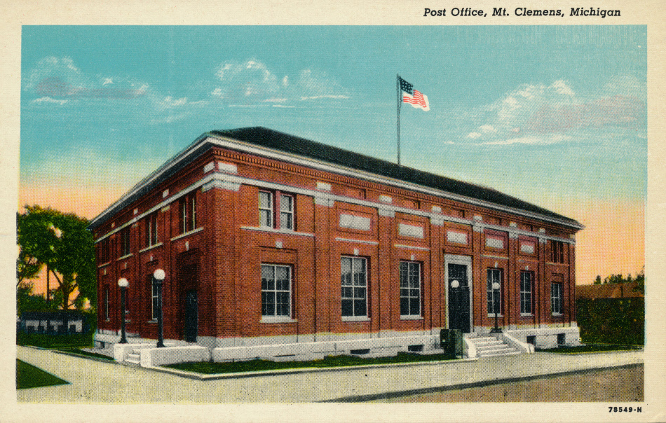 Mt. Clemens, Michigan Post Office Post Card