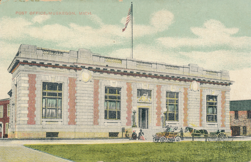 Muskegon, Michigan Post Office Post Card