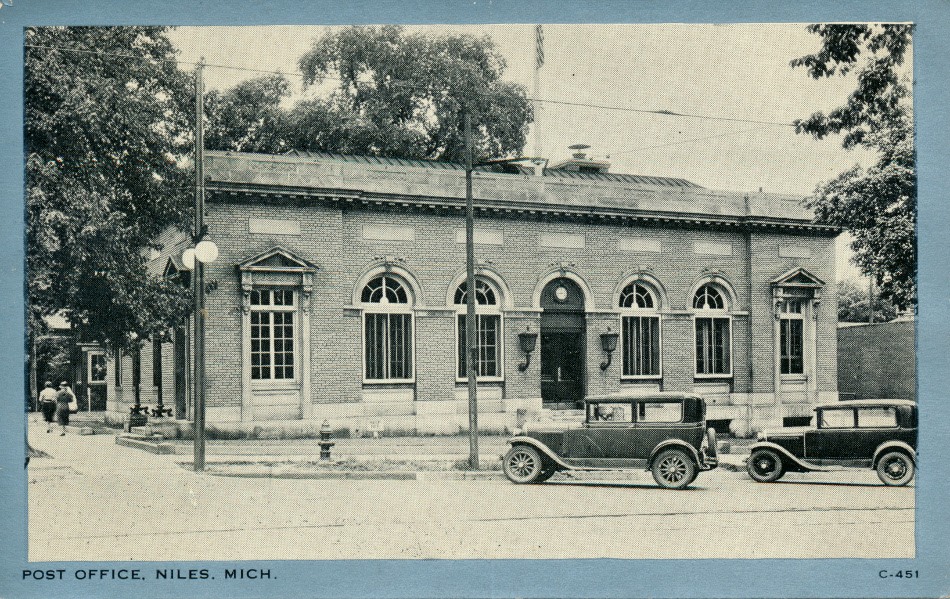 Niles, Michigan Post Office Post Card