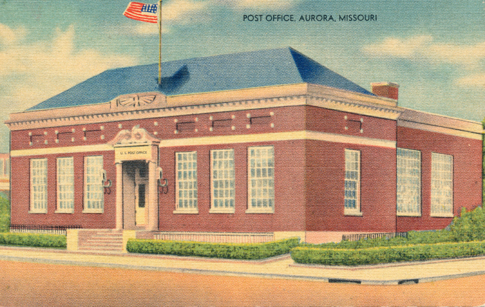 Aurora, Missouri Post Office Post Card