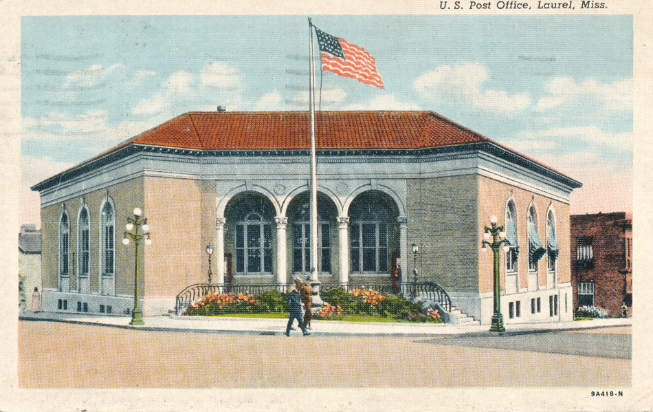 Laurel, Mississippi Post Office Post Card