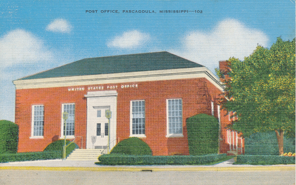 Pascagoula, Mississippi Post Office Post Card