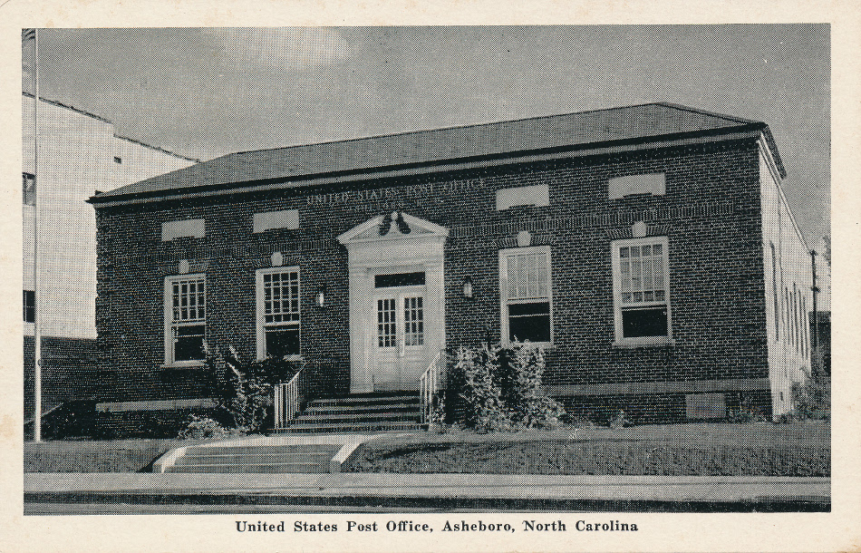 Asheboro, North Carolina Post Office Post Card