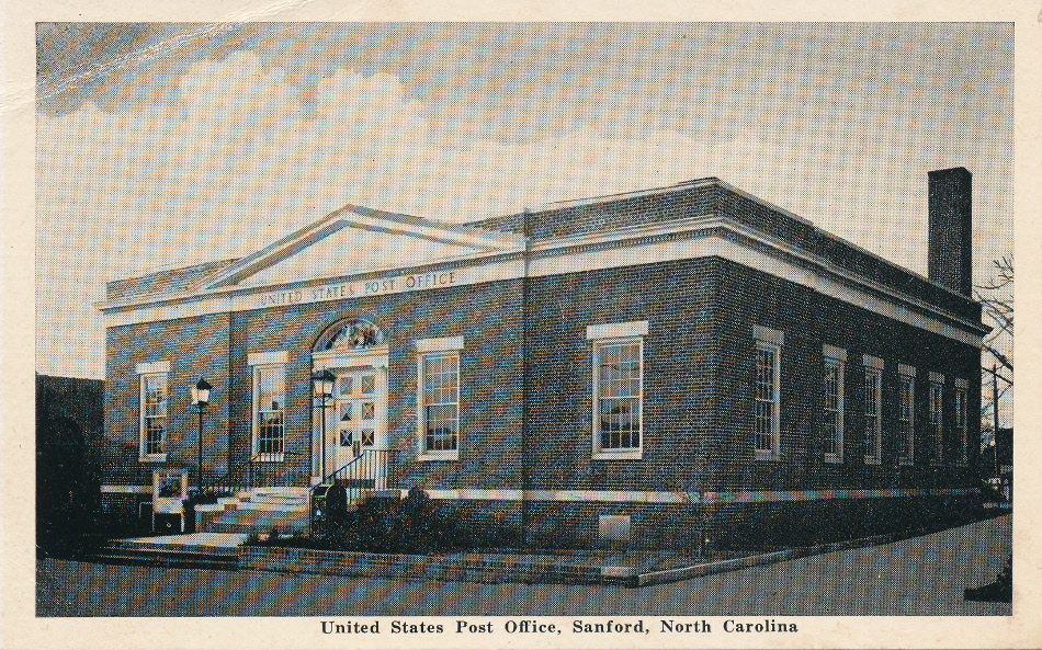 Sanford, North Carolina Post Office Post Card