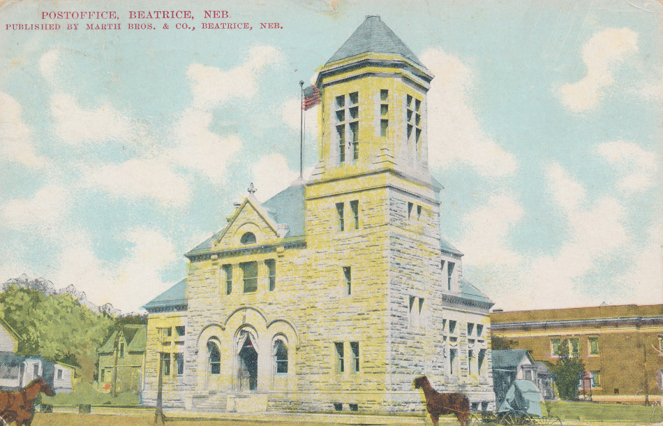 Beatrice, Nebraska Post Office Post Card