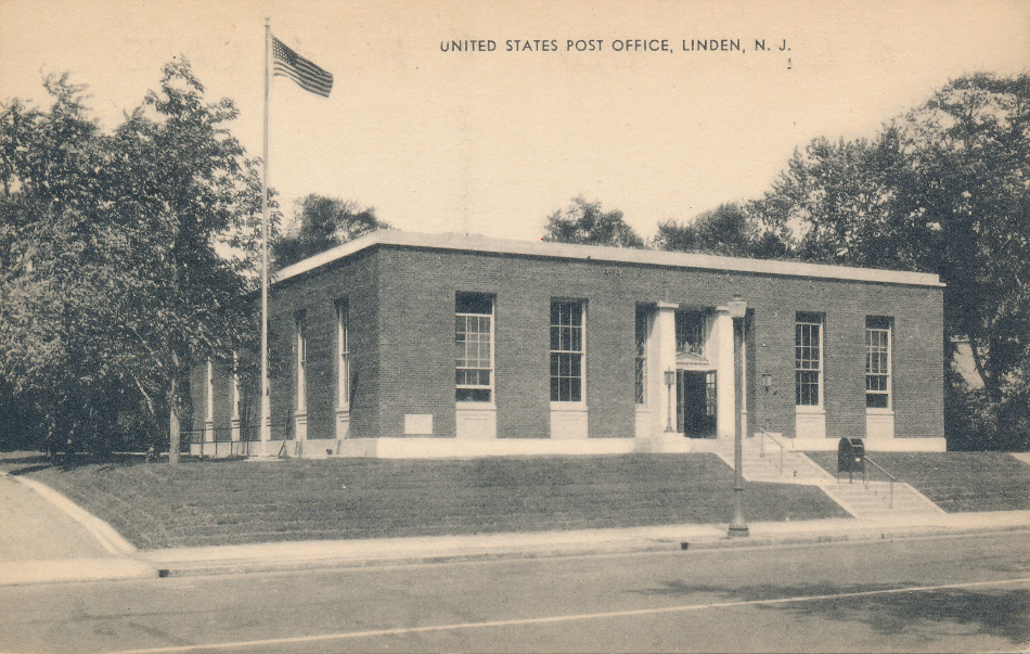 Linden, New Jersey Post Office Post Card