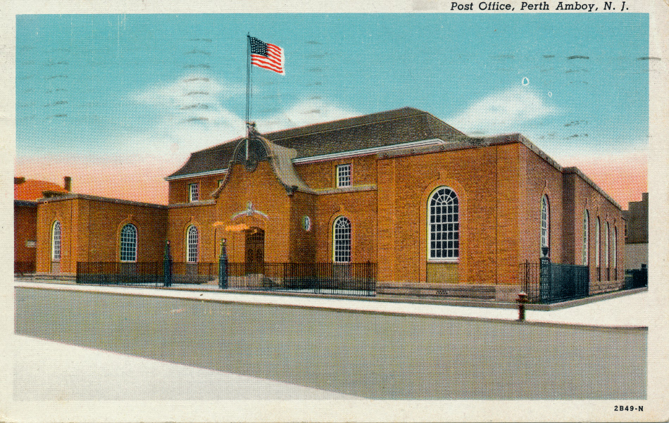 Perth Amboy, New Jersey Post Office Post Card