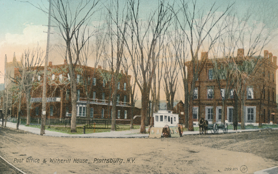 Plattsburg, New York Post Office Post Card
