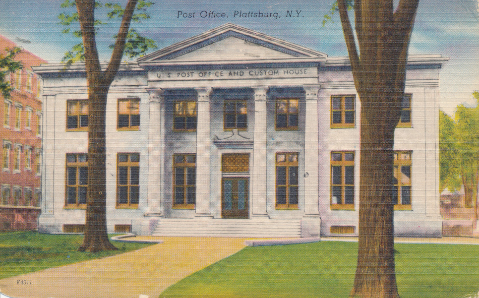 Plattsburg, New York Post Office Post Card