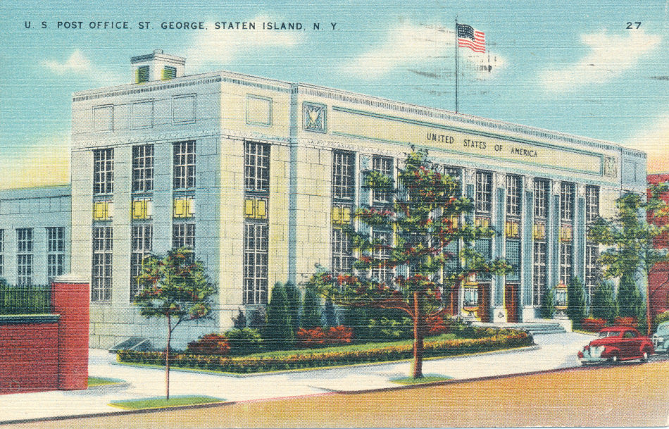 St George-Staten Island, New York Post Office Post Card
