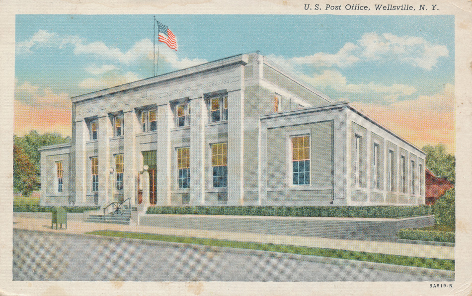 Wellsville, New York Post Office Post Card
