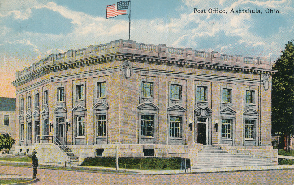 Ashtabula, Ohio Post Office Post Card