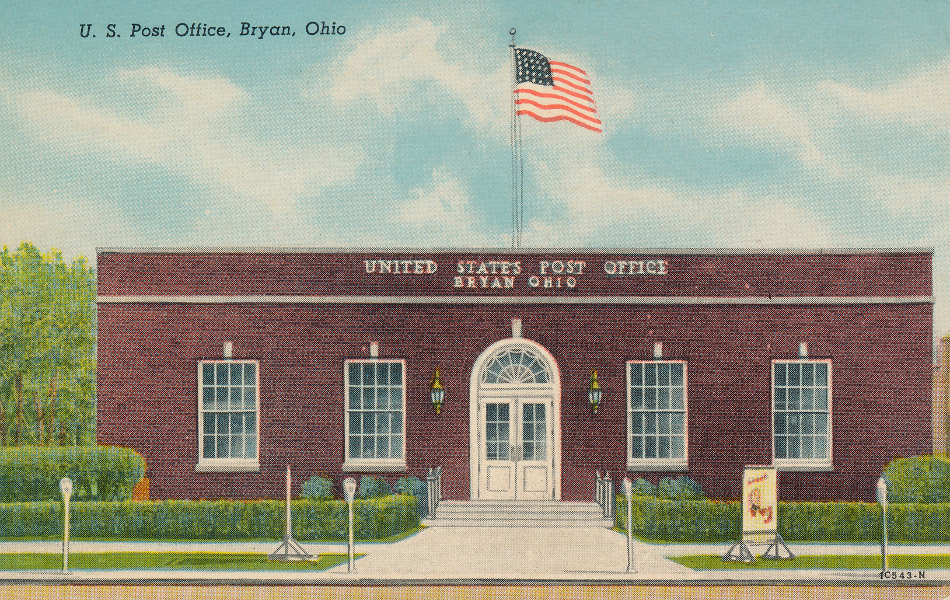 Bryan, Ohio Post Office Post Card