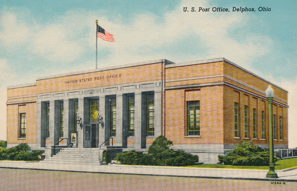 Delphos, Ohio Post Office Post Card