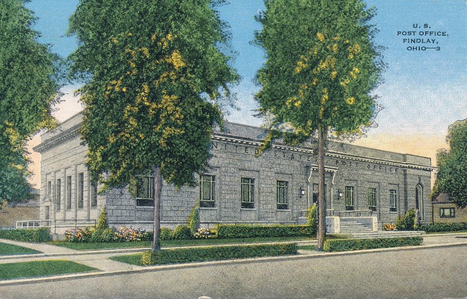 Findlay, Ohio Post Office Post Card