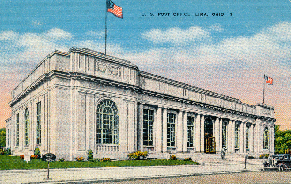 Lima, Ohio Post Office Post Card