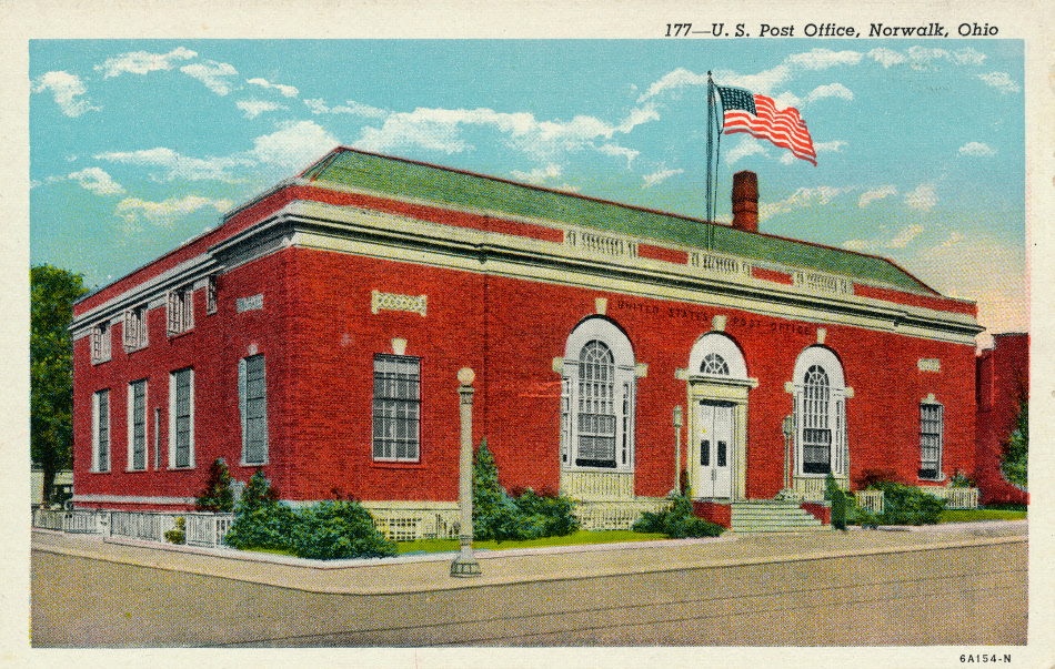 Norwalk, Ohio Post Office Post Card