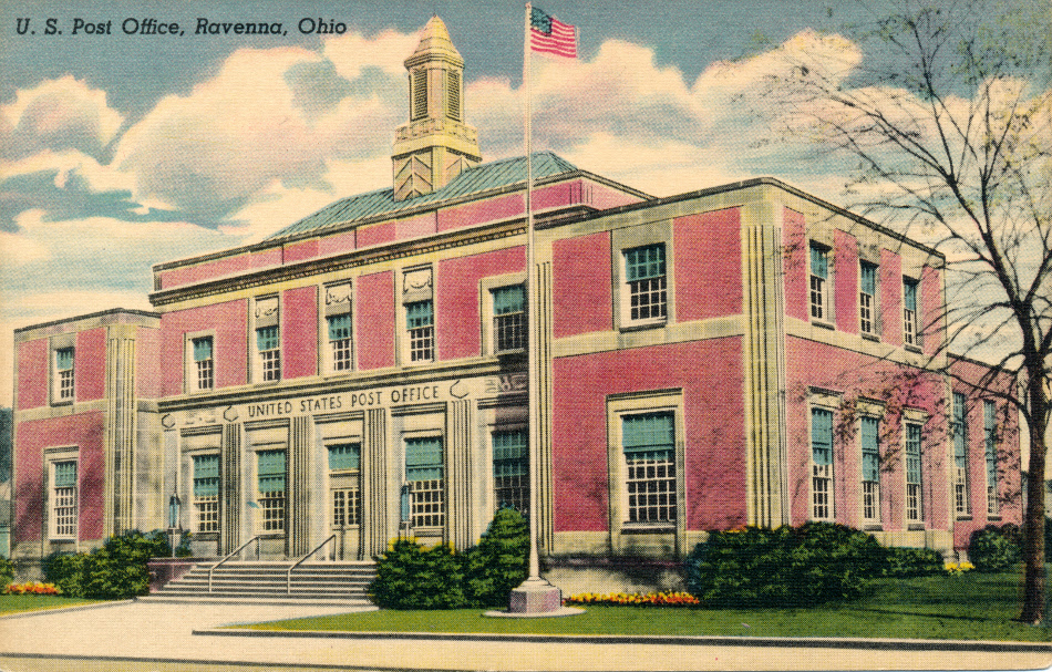 Ravenna, Ohio Post Office Post Card