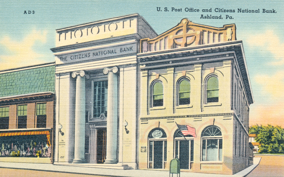 Ashland, Pennsylvania Post Office Post Card