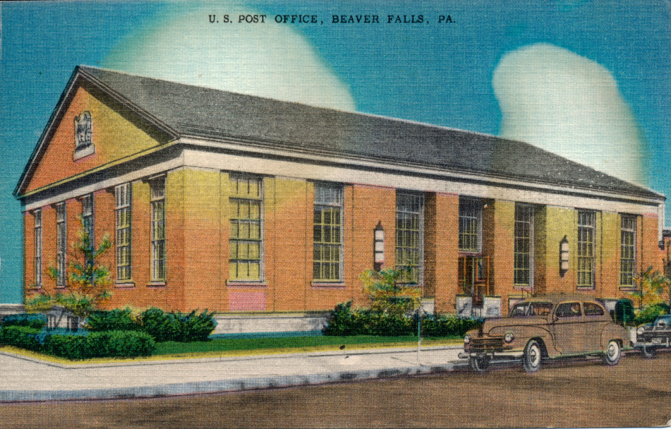 Beaver Falls, Pennsylvania Post Office Post Card