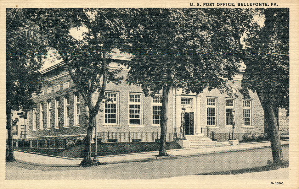 Bellefonte, Pennsylvania Post Office Post Card