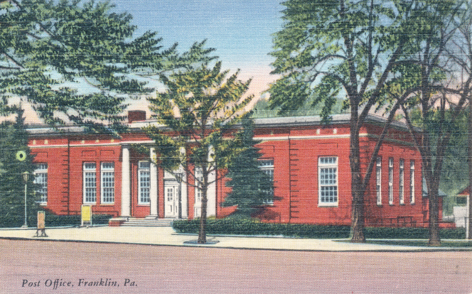 Franklin, Pennsylvania Post Office Post Card