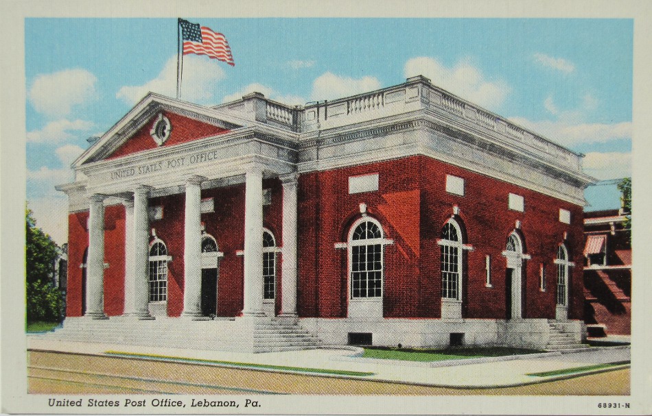 Lebanon, Pennsylvania Post Office Post Card