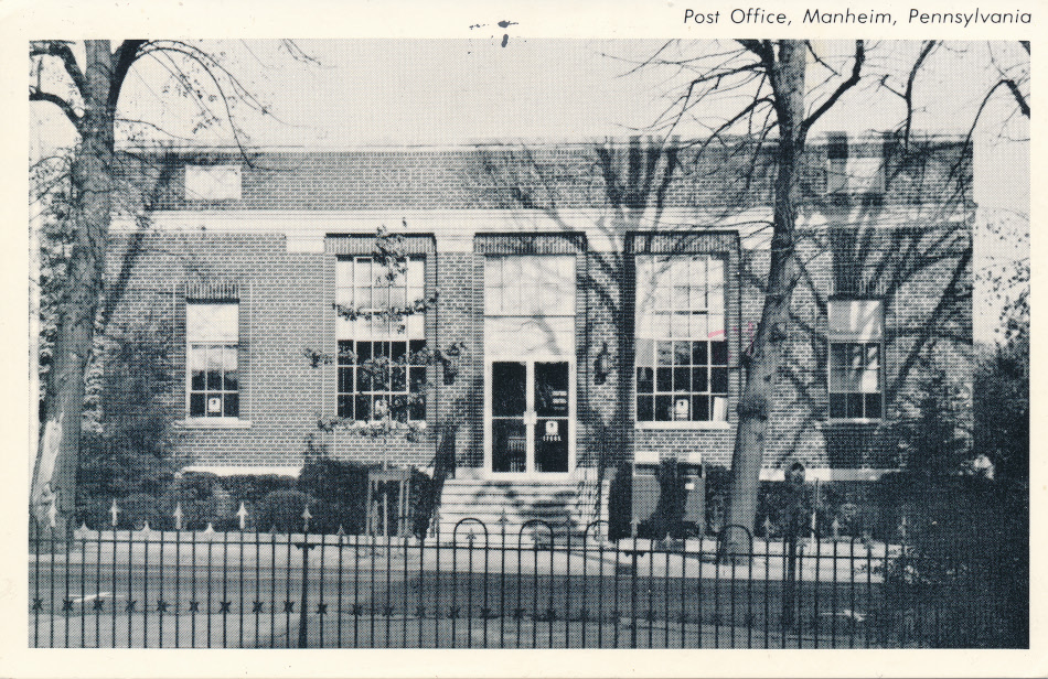 Manheim, Pennsylvania Post Office Post Card