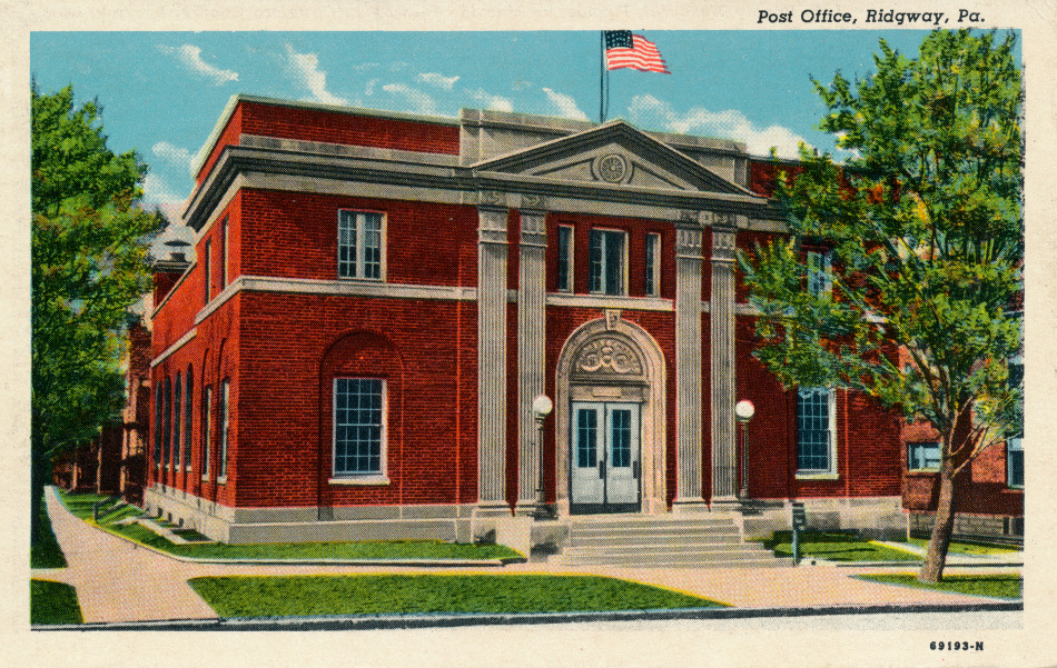 Ridgway, Pennsylvania Post Office Post Card