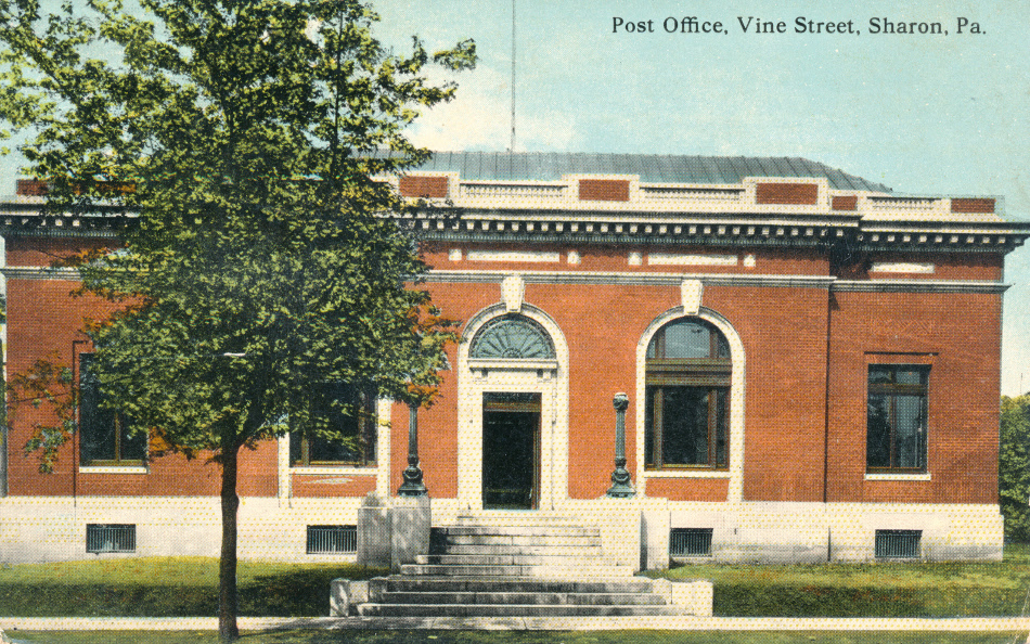 Sharon, Pennsylvania Post Office Post Card