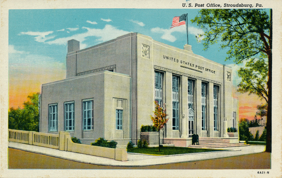 Stroudsburg, Pennsylvania Post Office Post Card