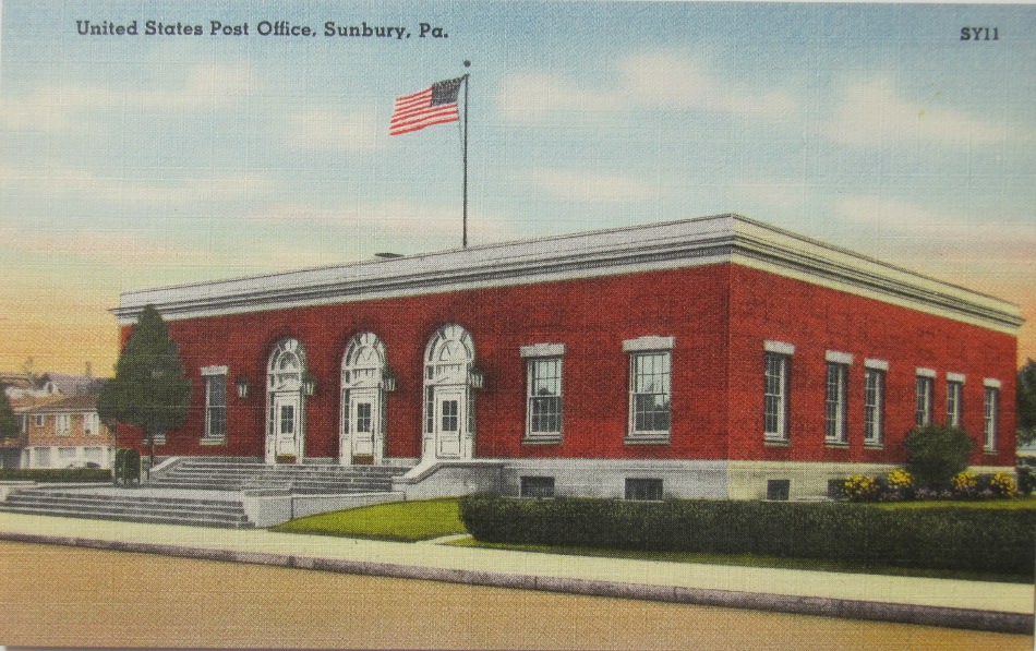 Sunbury, Pennsylvania Post Office Post Card