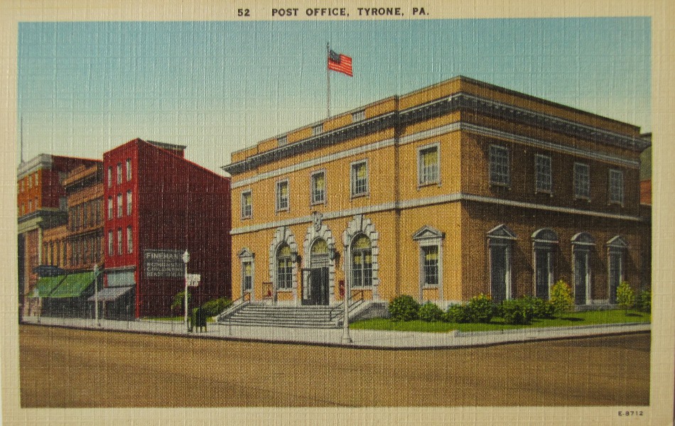 Tyrone, Pennsylvania Post Office Post Card