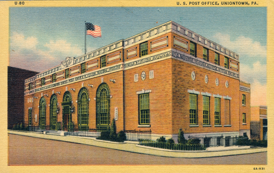 Uniontown, Pennsylvania Post Office Post Card