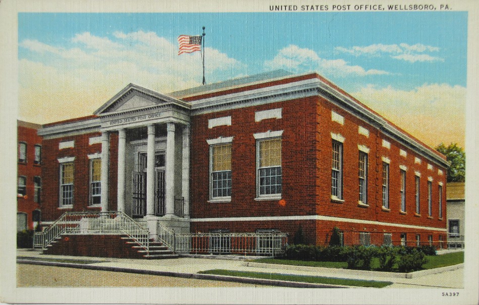Wellsboro, Pennsylvania Post Office Post Card