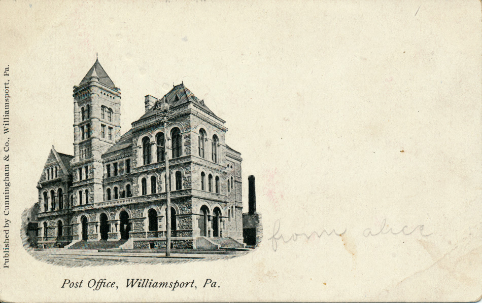 Williamsport, Pennsylvania Post Office Post Card