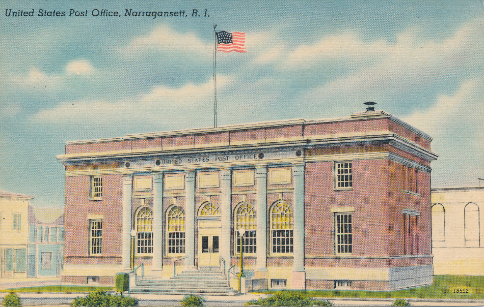 Narragansett, Rhode IslandPost Office Post Card