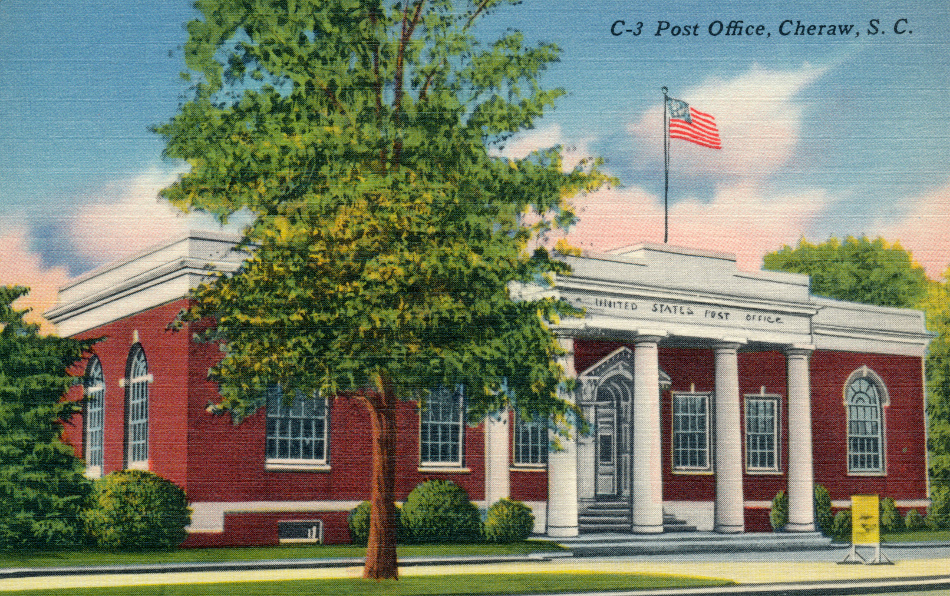 Cheraw, South Carolina Post Office Post Card