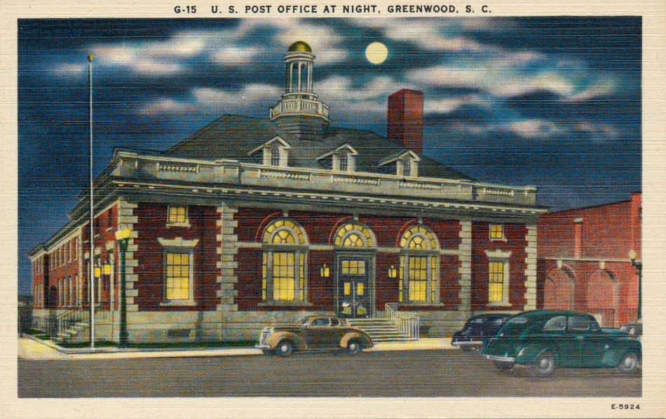 Greenwood, South Carolina Post Office Post Card